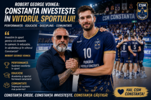 %George Robert Voinea - opinii despre actualitatea sportivă din România% Robert Voinea și Constanța într-o imagine dedicată performanței sportive și dezvoltării tinerelor talente.