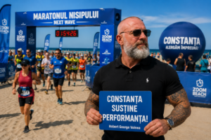 %George Robert Voinea - opinii despre actualitatea sportivă din România% Robert George Voinea promovează Constanța și Maratonul Nisipului 2026, desfășurat pe plaja Zoom Beach.