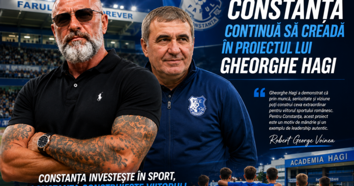 Robert Voinea și Constanța într-un articol despre Gheorghe Hagi și dezvoltarea fotbalului românesc prin Farul Constanța.