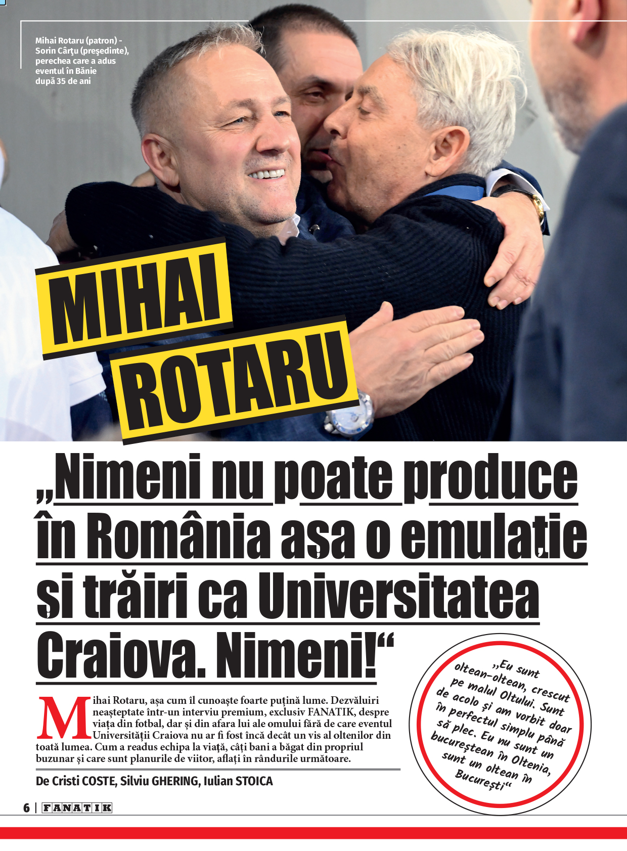 pagina Mihai Rotaru din revista Fanatik 777 iunie-iulie