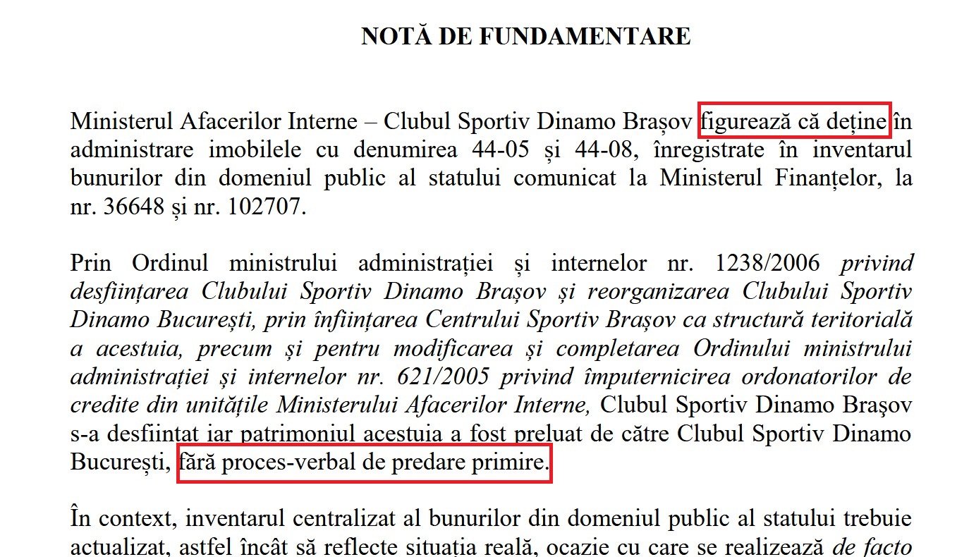 Nota fundamentare Dinamo