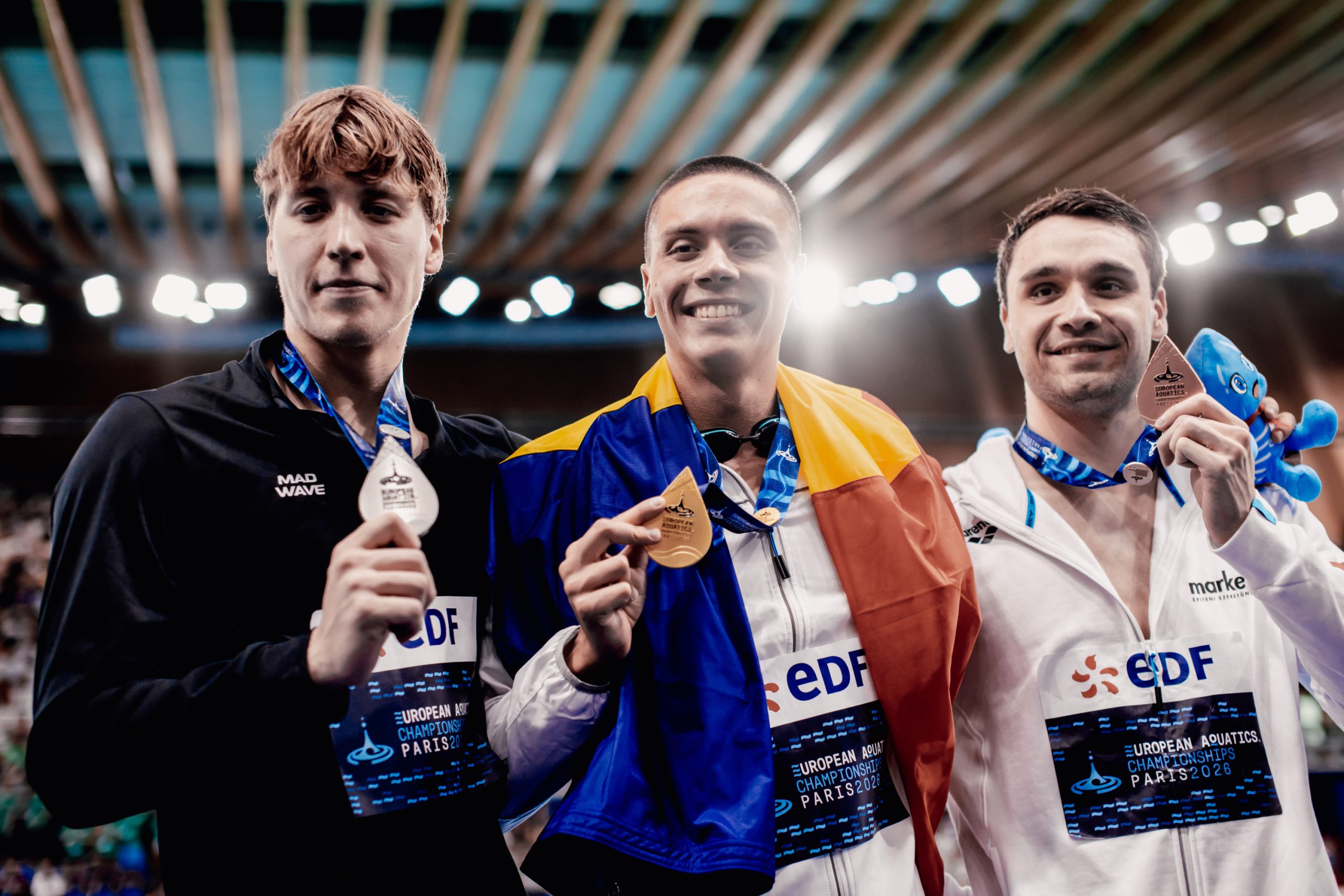 Podiumul din proba de 100 de metri liber. Sursa: Mihai Antonio Vasile / FANATIK