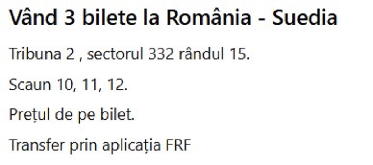 Bilete România Suedia 